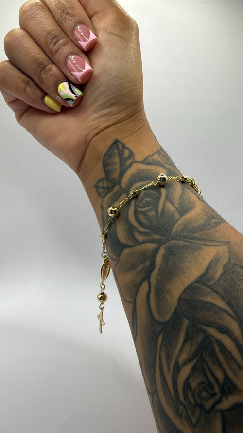 Gold Cross Beaded Bracelet